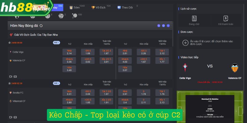 Kèo Chấp - Top loại kèo có ở cúp C2